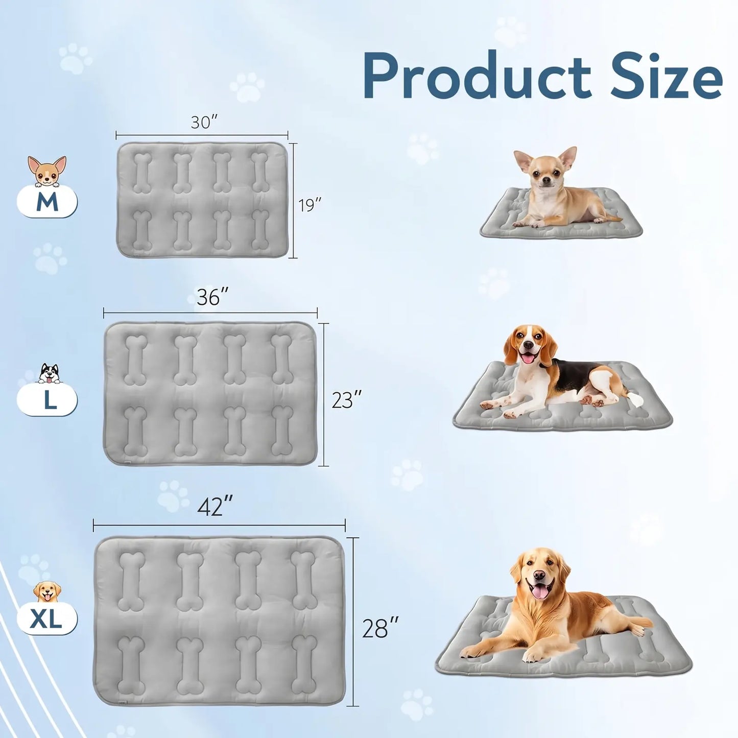 2-Pack Thicker Dog Cooling Mats for Large Dogs, Soft Durable Washable Non-Slip Cute Bone Quilted Instant Cool Summer Pet Cooling Pad, No Geal No Electric Portable Lightweight Indoor Outdoor Cold Kennel Crate Bed #Summervibes #Tiktokshopsummersale