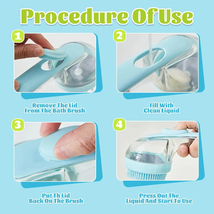 2-in-1 Pet Bath Brush with Integrated Shampoo Dispenser for Dogs and Cats - Ideal for Long and Short Hair Breeds