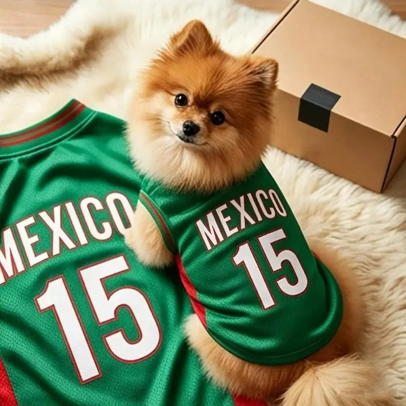 Mexico 15 Pet Jersey Shirt for Dogs and Cats - Breathable Sleeveless Soccer Vest, Lightweight Sports Outfit for Small to Medium Pets, Stylish Mesh Apparel for Daily Wear, Photos, Events, and Game Day