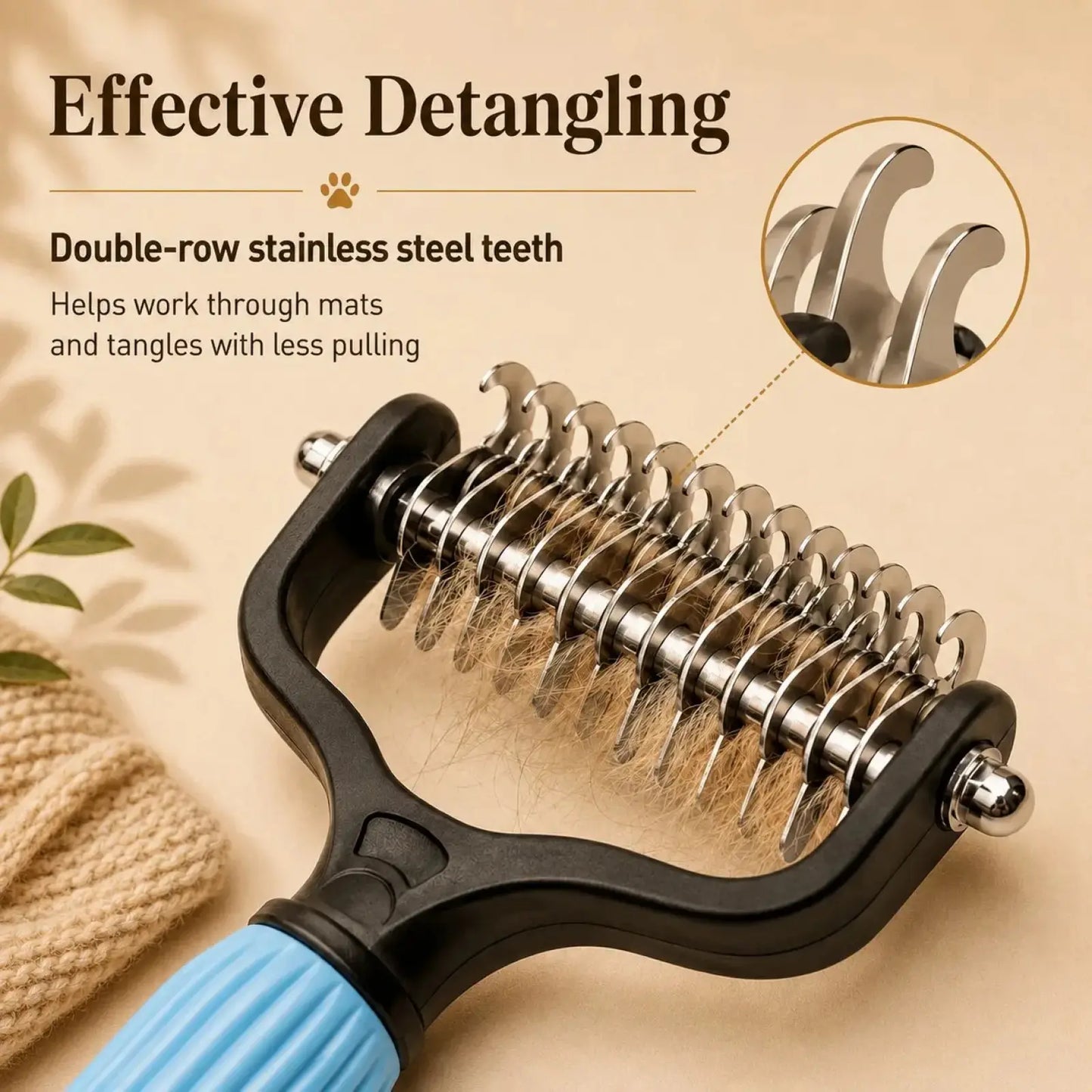 Pet Detangling Comb for Dogs and Cats,Stainless Steel Pet Grooming Tool for Loose Hair Removal,Light Mats, Tangles,Shedding and Daily Coat Care