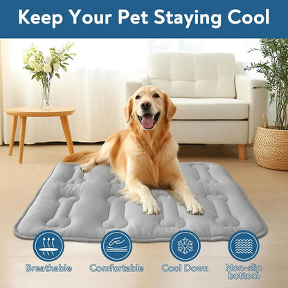 2-Pack Thicker Dog Cooling Mats for Large Dogs, Soft Durable Washable Non-Slip Cute Bone Quilted Instant Cool Summer Pet Cooling Pad, No Geal No Electric Portable Lightweight Indoor Outdoor Cold Kennel Crate Bed #Summervibes #Tiktokshopsummersale