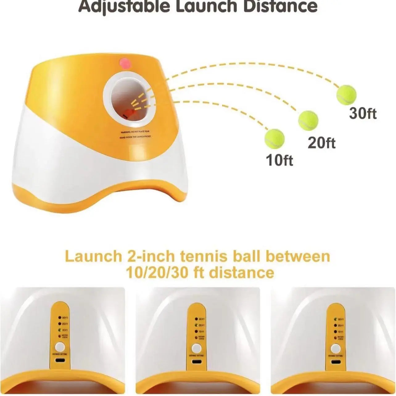 Dog Automatic Ball Launcher - Auto Launch, PVC Material, 3 Distances, 2200Mah Li-Ion Battery, 3 Tennis Balls Included, Supervised Use, Indoor/Outdoor Interactive Indoor Training Toy for Small-Medium Dogs, Indoor Training Ball