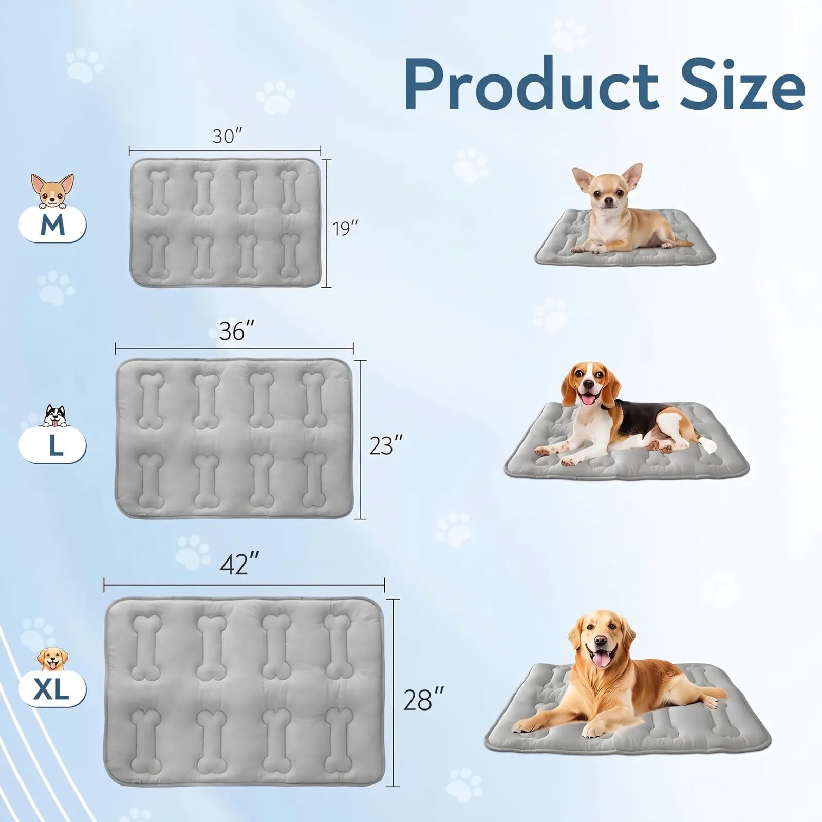 2-Pack Thicker Dog Cooling Mats for Large Dogs, Soft Durable Washable Non-Slip Cute Bone Quilted Instant Cool Summer Pet Cooling Pad, No Geal No Electric Portable Lightweight Indoor Outdoor Cold Kennel Crate Bed #Summervibes #Tiktokshopsummersale