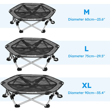 Pecute Elevated Dog Bed with Cooling Blanket - 16Mm Foldable Portable Steel Frame, Hose-Cleanable Mesh Saves Time, 60Kg Weight Capacity, Fold Back in 3S, Storage Bag, for Small Dogs Poodle, Patio Camping Outdoor Pet Cot, Plain