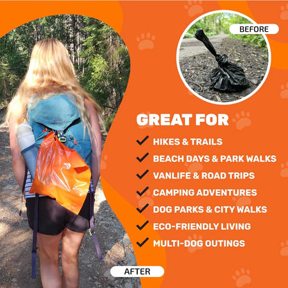 Cleanwaste Waggy Baggy Adventure-Ready Dog Waste Bags with Smell-Proof Dual Bag System and Convenient Carry Handle, 10 Count