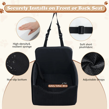 【Dealsforyoudays】 Dog Car Seat for Small Dogs & Cats, All-Season Reversible Design, Enclosed Pet Car Seat with Seat Belt Straps, Non-Slip Waterproof Travel Bed for Car & Outdoor Use Summervibes Petlovers Summerwins