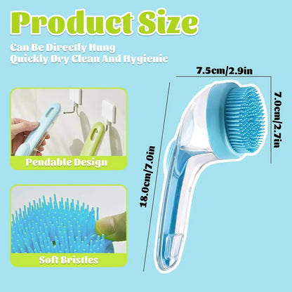 2-in-1 Pet Bath Brush with Integrated Shampoo Dispenser for Dogs and Cats - Ideal for Long and Short Hair Breeds