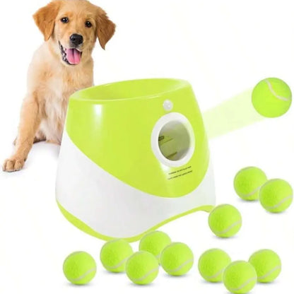 Dog Automatic Ball Launcher - Auto Launch, PVC Material, 3 Distances, 2200Mah Li-Ion Battery, 3 Tennis Balls Included, Supervised Use, Indoor/Outdoor Interactive Indoor Training Toy for Small-Medium Dogs, Indoor Training Ball