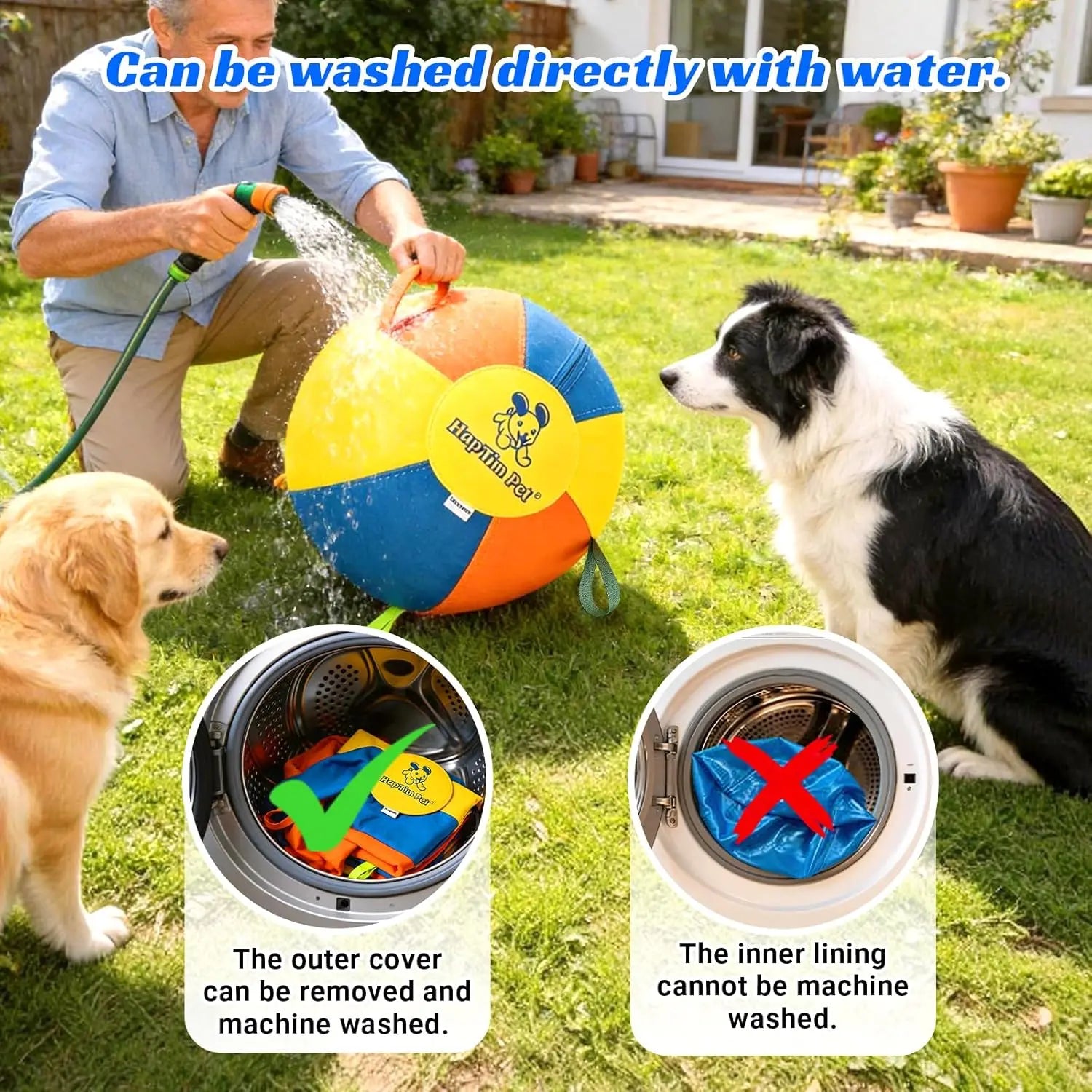 Hap Tim Interactive Herding Ball for Dogs - Durable Outdoor Training Toy for Medium to Large Breeds, Including Corgis, Australian Shepherds, Cattle Dogs, and Border Collies (Not Suitable for Aggressive Chewing)