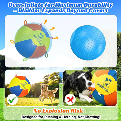 Hap Tim Interactive Herding Ball for Dogs - Durable Outdoor Training Toy for Medium to Large Breeds, Including Corgis, Australian Shepherds, Cattle Dogs, and Border Collies (Not Suitable for Aggressive Chewing)