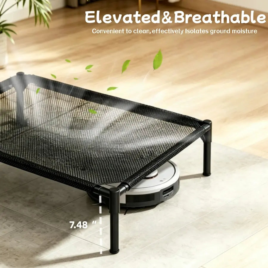 Elevated Dog Bed, Breathable Mesh/Oxford Fabric Cool Dog Bed, Portable Indoor & Outdoor Cooling Raised Cot Pet Hammock Bed Large Sized Dog Easy to Install and Clean Durable Dog Bed Cooling Cot