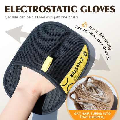 Pet Hair Removal Gloves - Reusable Electrostatic Tool for Effective Grooming and Cleaning of Furniture, Carpets, and Car Seats