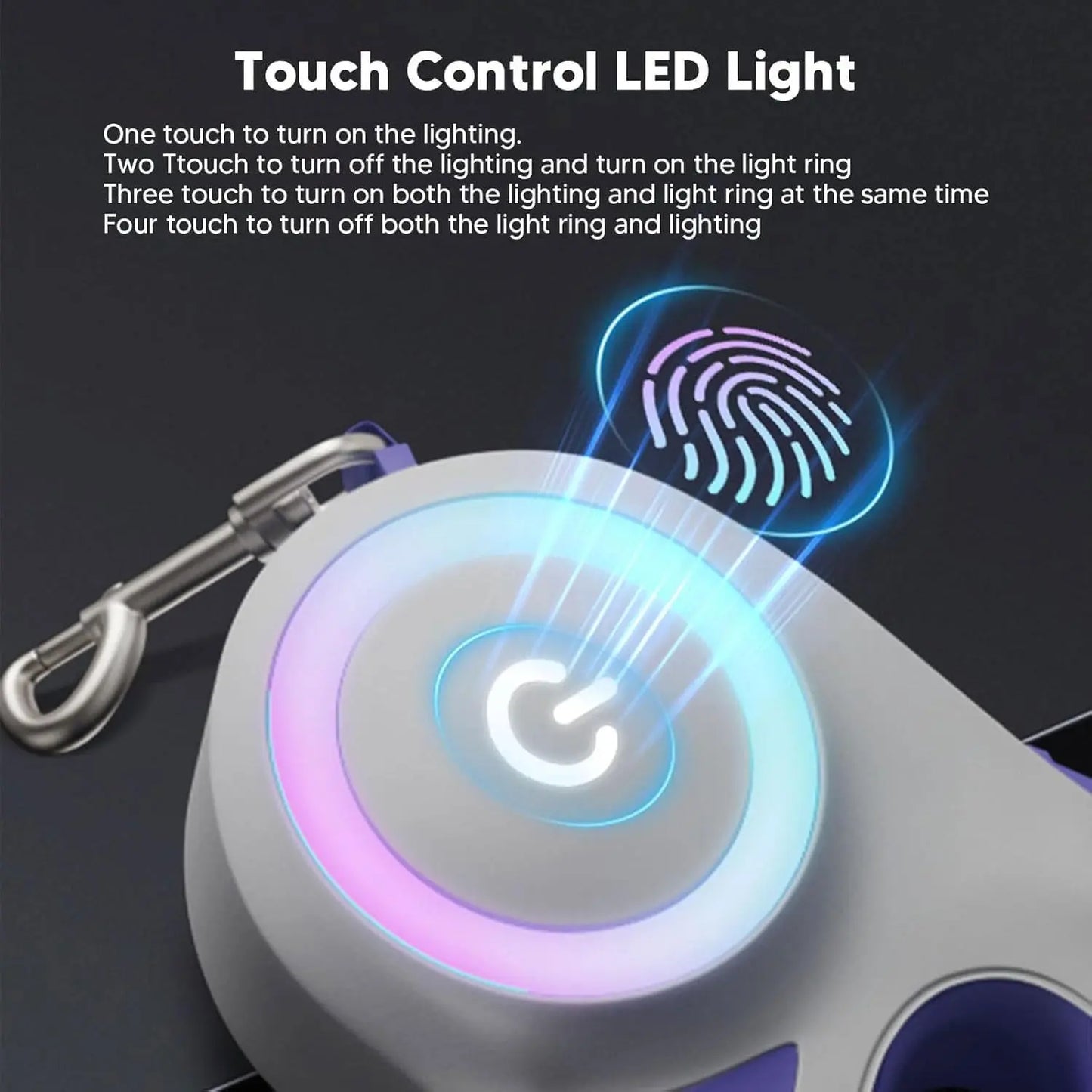 Pawzseek LED Retractable Safety Dog Leash for Small to Medium Dogs up to 110 lbs - Automatic Extendable Design