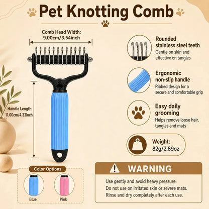 Pet Detangling Comb for Dogs and Cats,Stainless Steel Pet Grooming Tool for Loose Hair Removal,Light Mats, Tangles,Shedding and Daily Coat Care