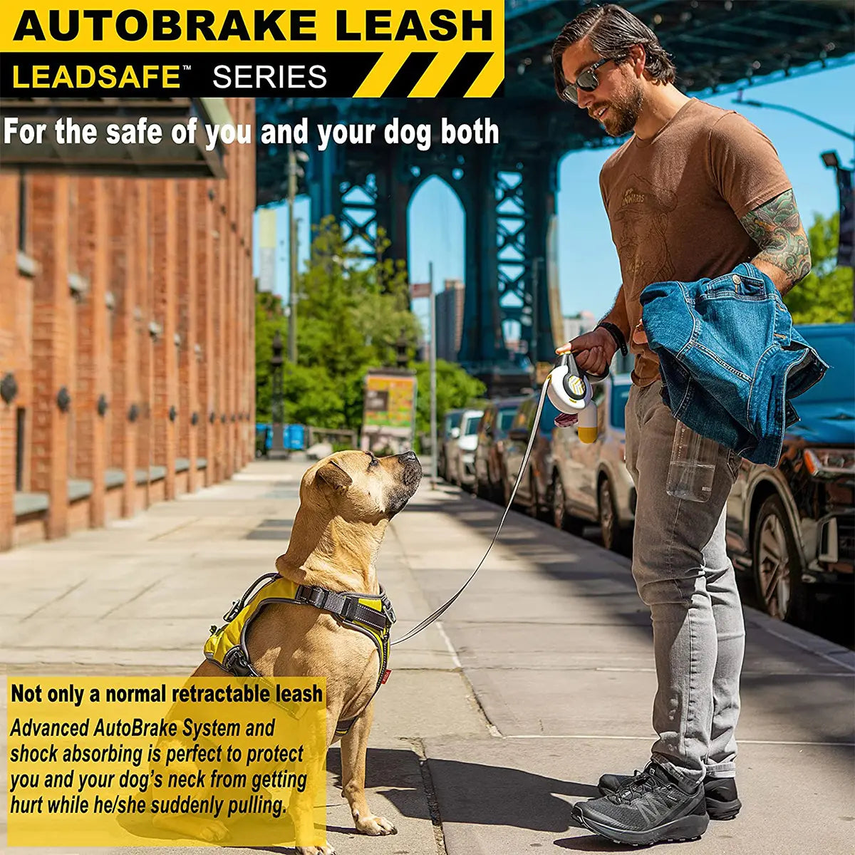 Fida Dog Leash, Autobrake Retractable Leash Patented Design for Dog Pulling, 16 Ft Heavy Duty No Pull Pet Walking Leash for Large Medium Dogs. Tangle Free, One‑Hand Control, Soft Grip#Summervibes #Petlovers