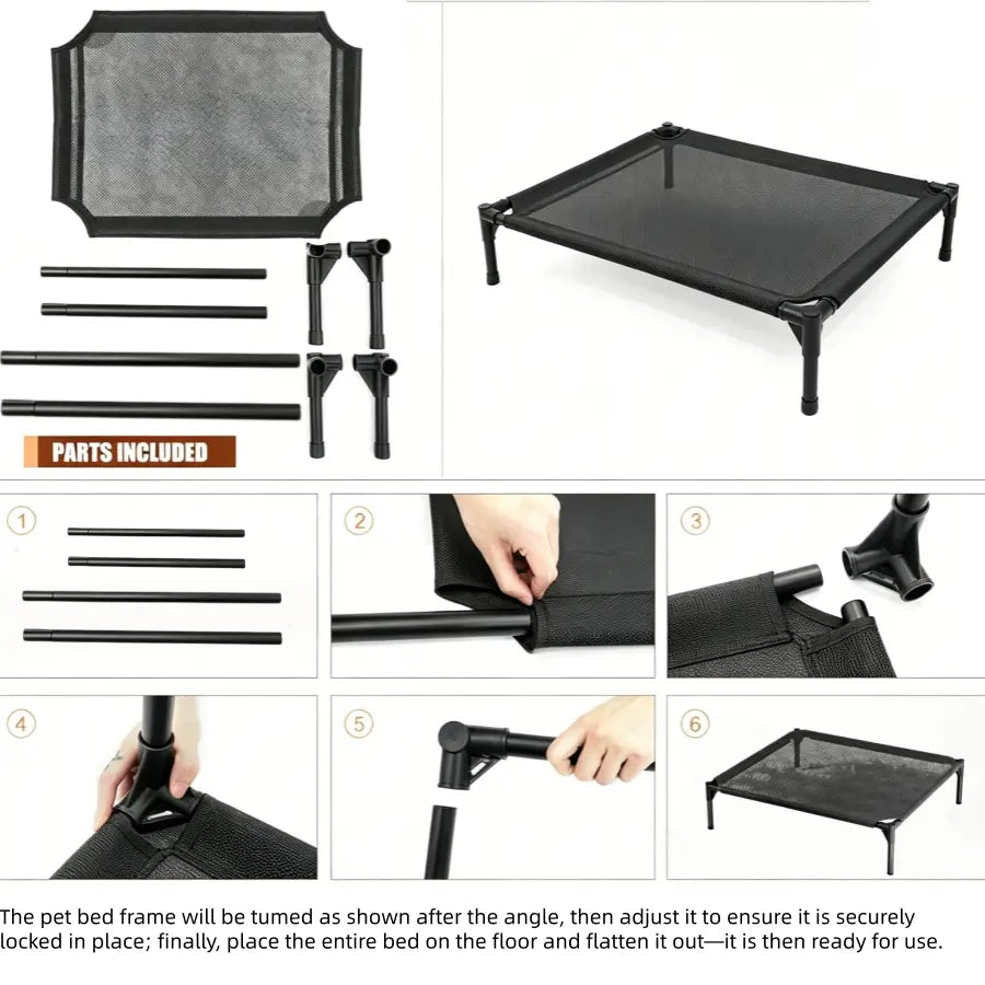 Elevated Dog Bed, Breathable Mesh/Oxford Fabric Cool Dog Bed, Portable Indoor & Outdoor Cooling Raised Cot Pet Hammock Bed Large Sized Dog Easy to Install and Clean Durable Dog Bed Cooling Cot