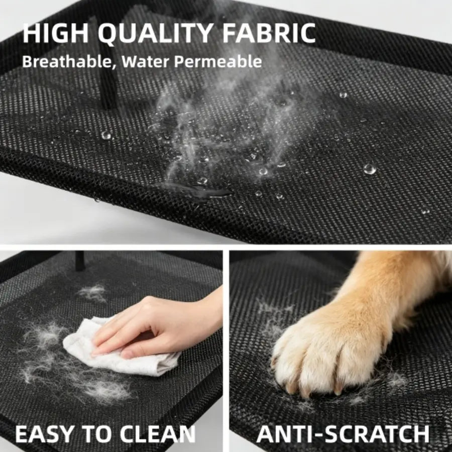 Elevated Dog Bed, Breathable Mesh/Oxford Fabric Cool Dog Bed, Portable Indoor & Outdoor Cooling Raised Cot Pet Hammock Bed Large Sized Dog Easy to Install and Clean Durable Dog Bed Cooling Cot