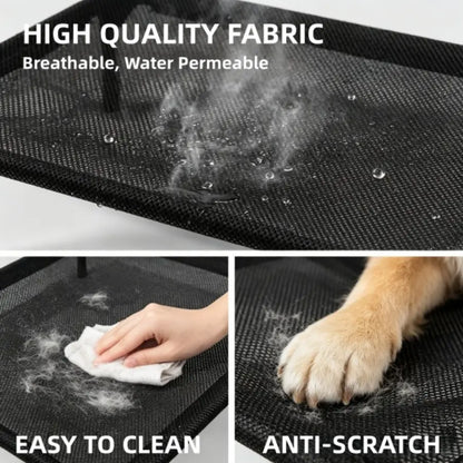Elevated Dog Bed, Breathable Mesh/Oxford Fabric Cool Dog Bed, Portable Indoor & Outdoor Cooling Raised Cot Pet Hammock Bed Large Sized Dog Easy to Install and Clean Durable Dog Bed Cooling Cot