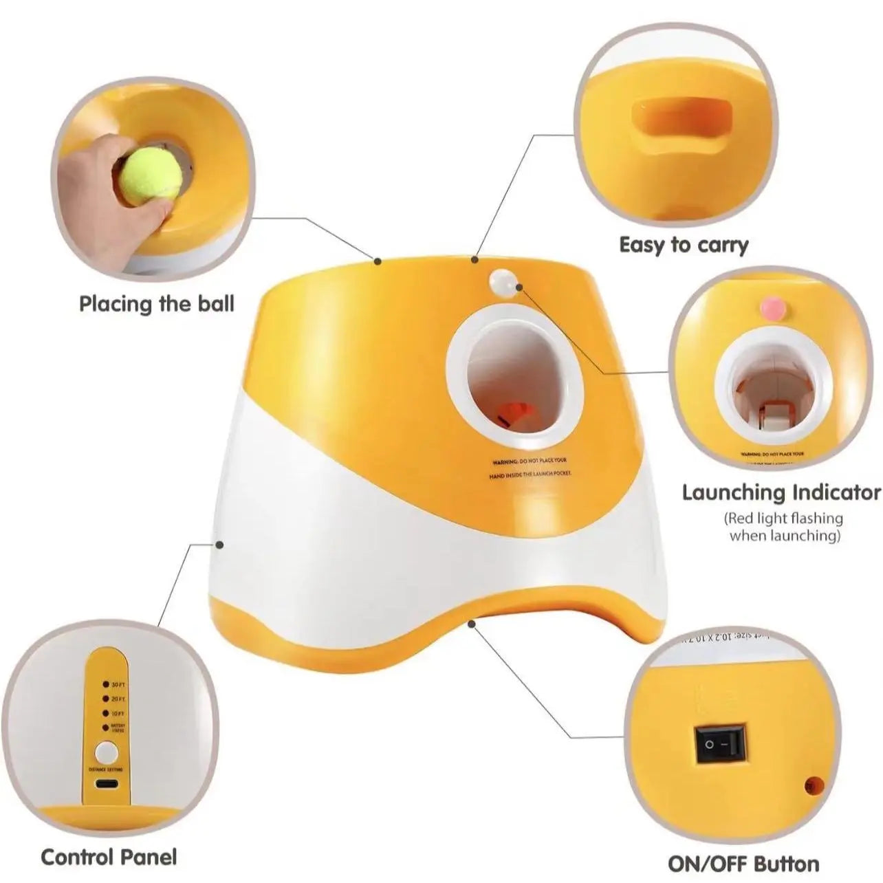 Dog Automatic Ball Launcher - Auto Launch, PVC Material, 3 Distances, 2200Mah Li-Ion Battery, 3 Tennis Balls Included, Supervised Use, Indoor/Outdoor Interactive Indoor Training Toy for Small-Medium Dogs, Indoor Training Ball